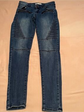 EIGHTYTWO Women's Faded Low-Rise Blue Moto-Style Skinny Jeans Size 5